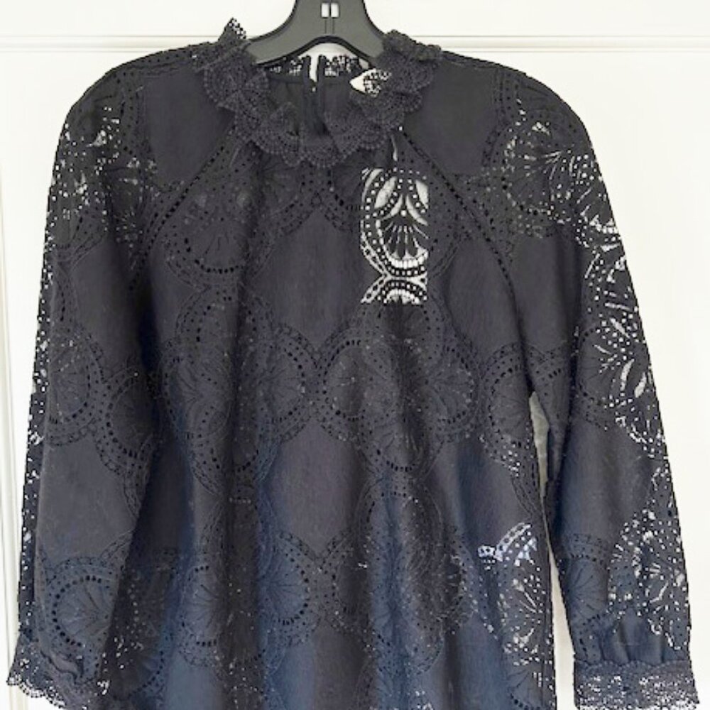 NWT Sezane - Bianca Blouse Blk, Sz 6 (US)